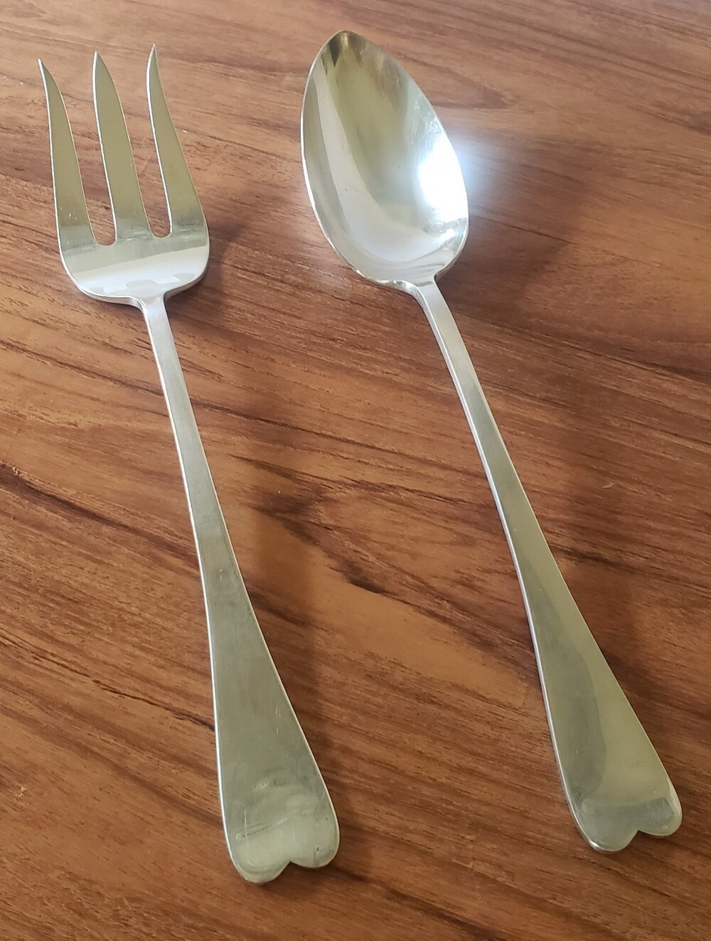 Vintage Reed and Barton Solid Silverplate XL Serving Spoon & Fork Set, 2pcs